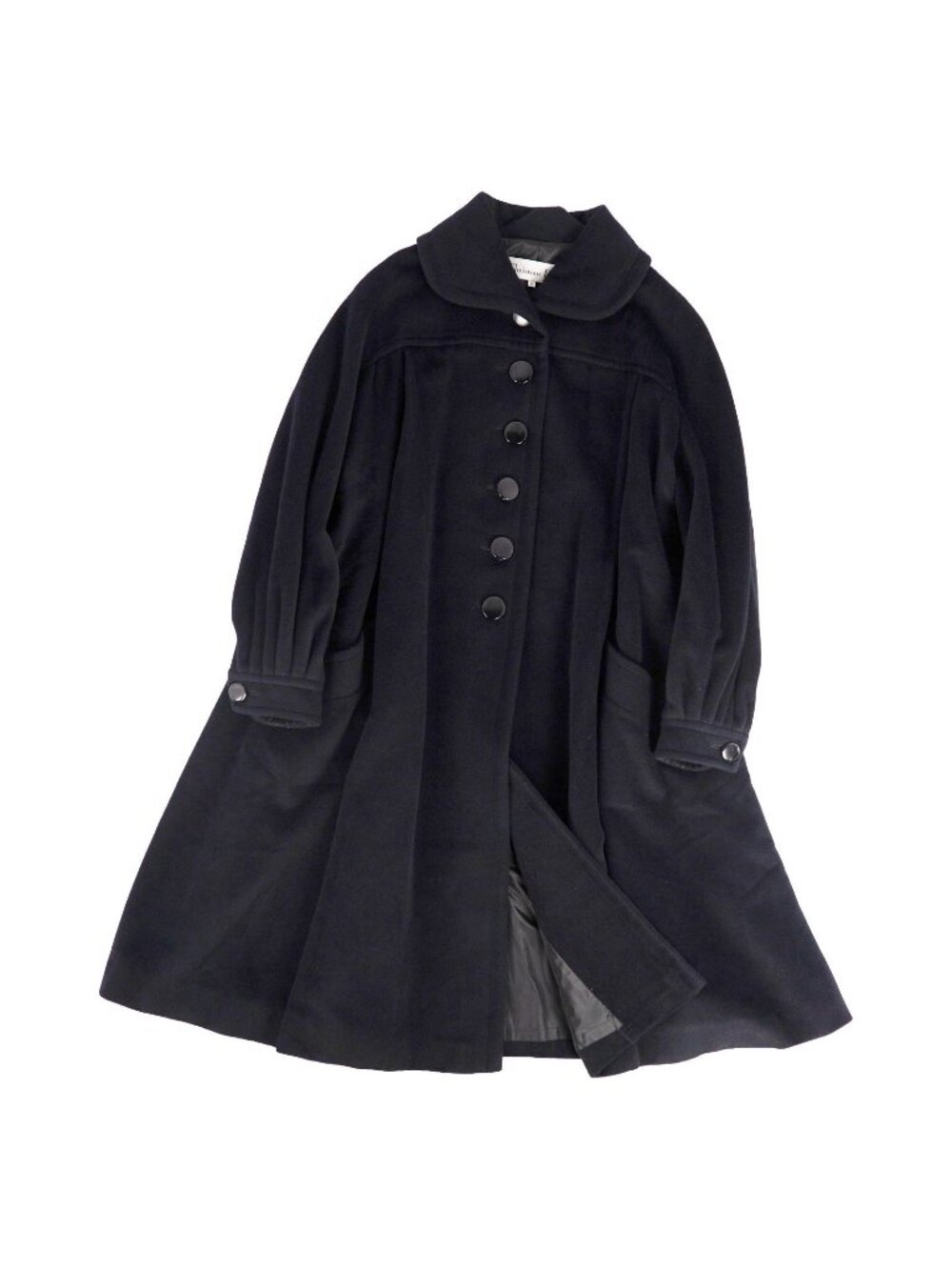 Dior Vintage Coat Long Flare Wool Angora 11 Black